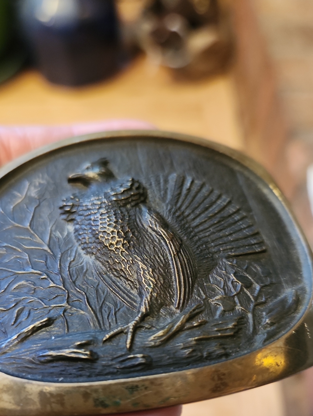 Vintage Bronze Belt Buckle Grouse 1978 Shallizar SL Knight Sculpture Hunter Gift - Picture 7 of 9